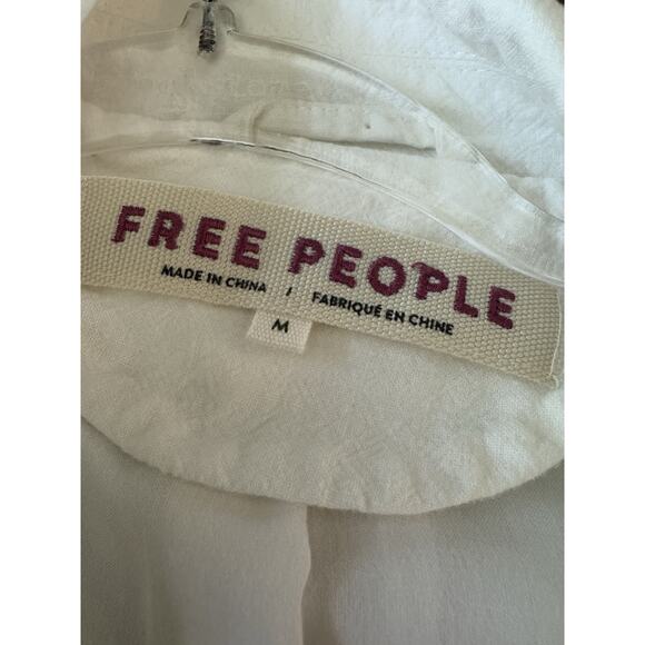 Free People White Linen Blazer White Double Breasted Short Trench Olivia - Picture 6 of 14